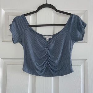 Active USA Blue Ruched Short Sleeve